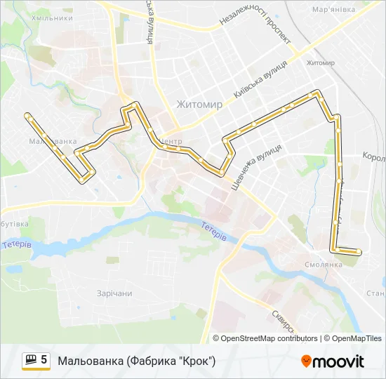 Маршрутка 5: карта маршрута