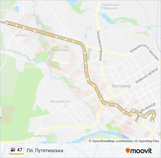 47 shuttle Карта лінії