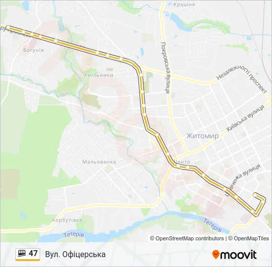 47 shuttle Карта лінії