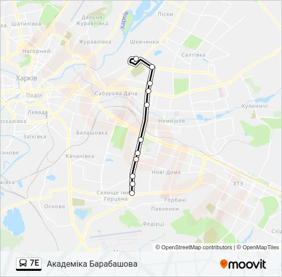 7Е Bus Line Map