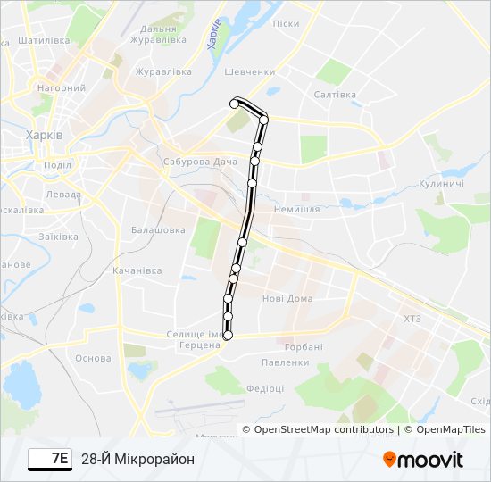 7Е bus Line Map