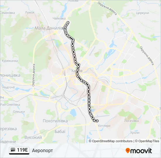 119Е фунікулер Карта лінії