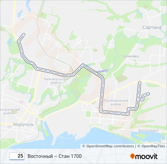 25 автобус Карта лінії
