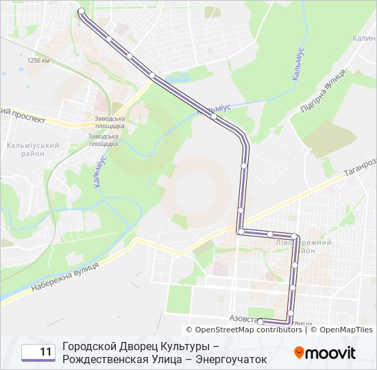 Трамвай 11: карта маршрута