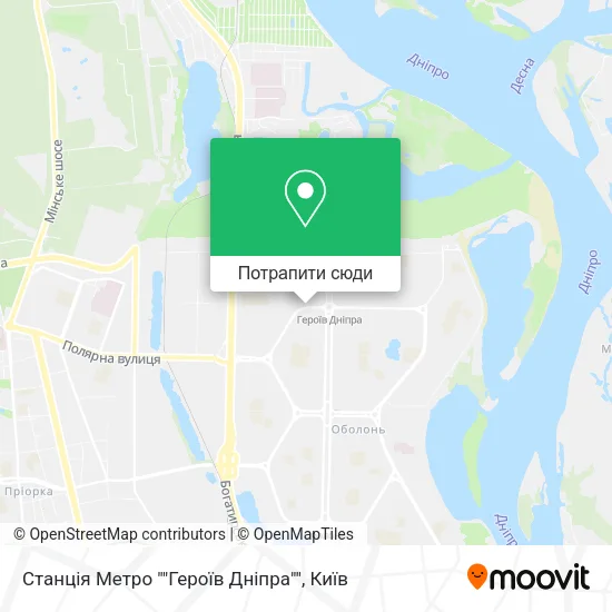 Карта Станція Метро ""Героїв Дніпра""