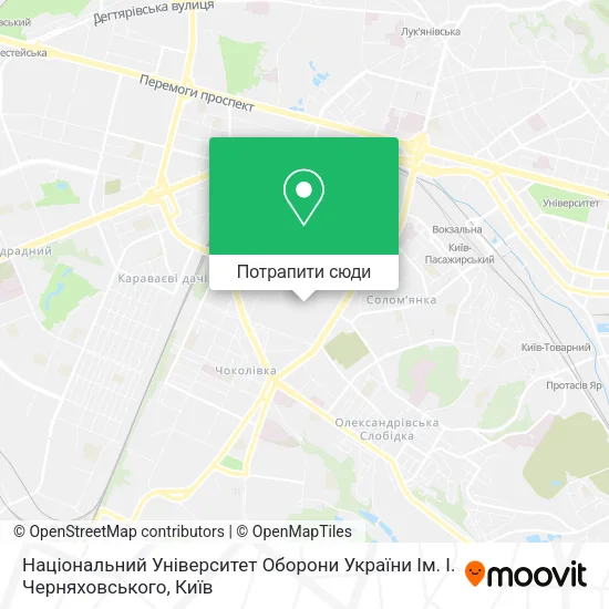 Карта Національний Університет Оборони України Ім. І. Черняховського