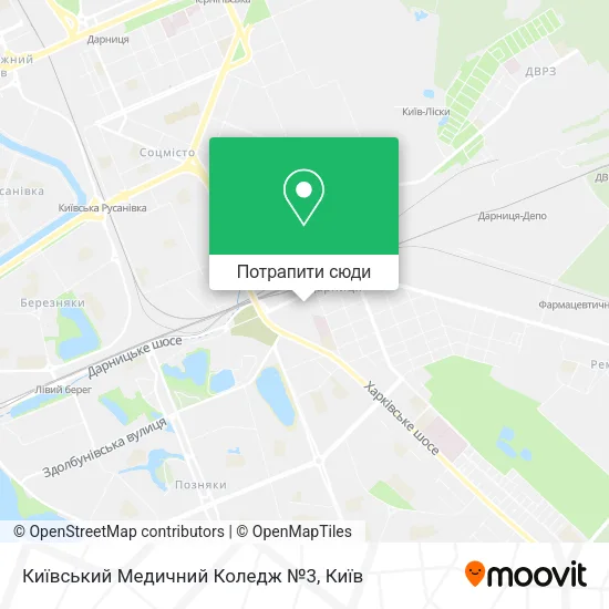 Карта Київський Медичний Коледж №3