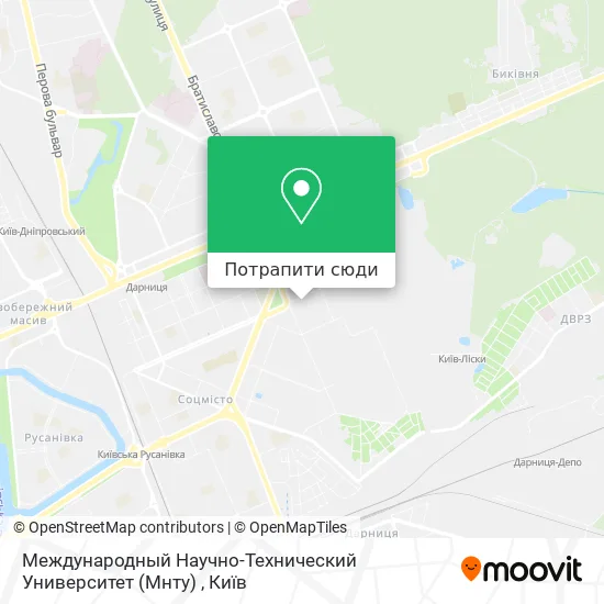 Карта Международный Научно-Технический Университет (Мнту)