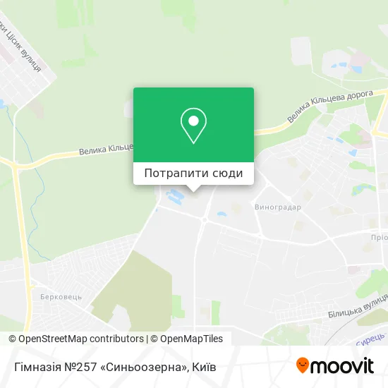 Карта Гімназія №257 «Синьоозерна»