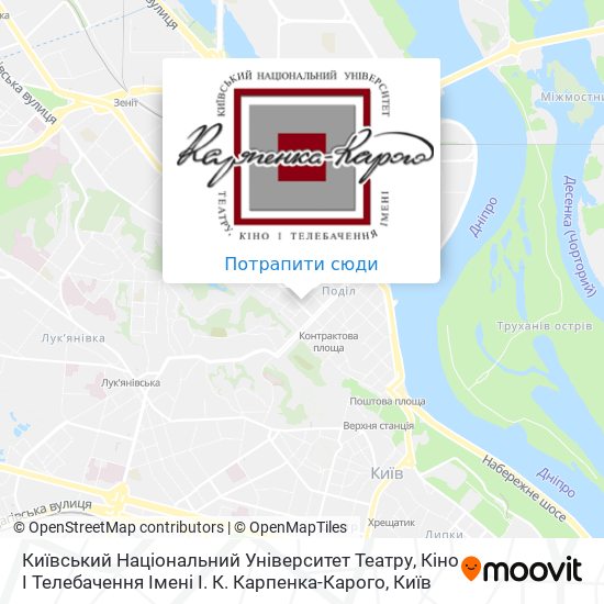 Карта Київський Національний Університет Театру, Кіно І Телебачення Імені І. К. Карпенка-Карого