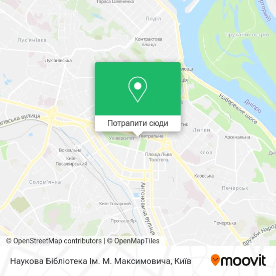 Карта Наукова Бібліотека Ім. М. Максимовича