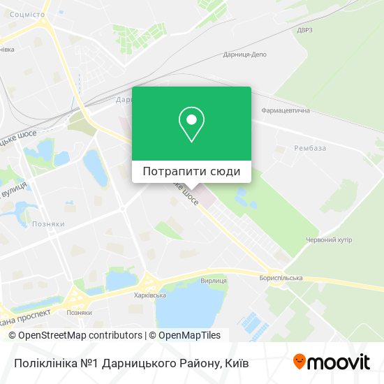 Карта Поліклініка №1 Дарницького Району