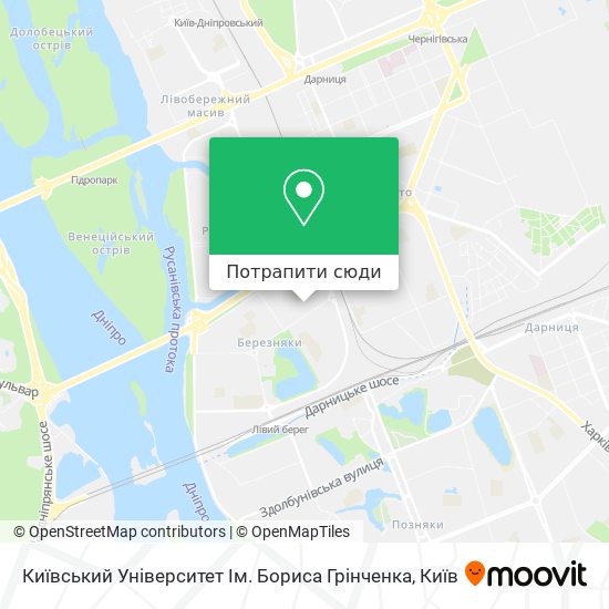 Карта Київський Університет Ім. Бориса Грінченка