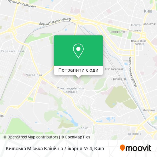 Карта Київська Міська Клінічна Лікарня № 4