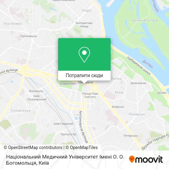 Карта Національний Медичний Університет Імені О. О. Богомольця