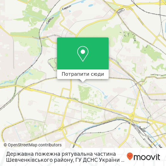 Карта Державна пожежна рятувальна частина Шевченківського району, ГУ ДСНС України у м. Києві