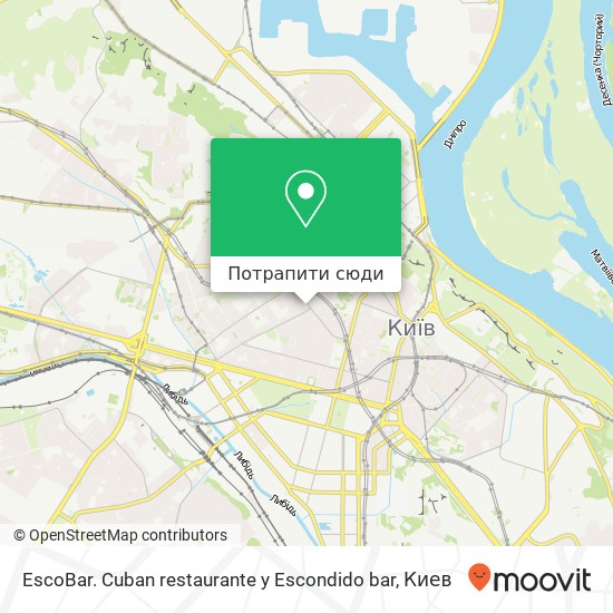 Карта EscoBar. Cuban restaurante y Escondido bar