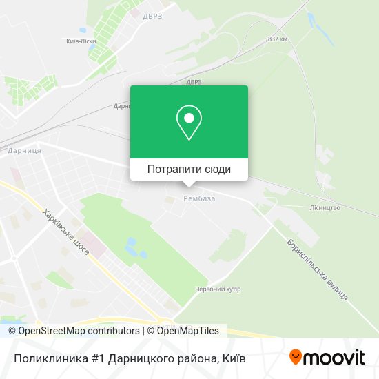Карта Поликлиника #1 Дарницкого района