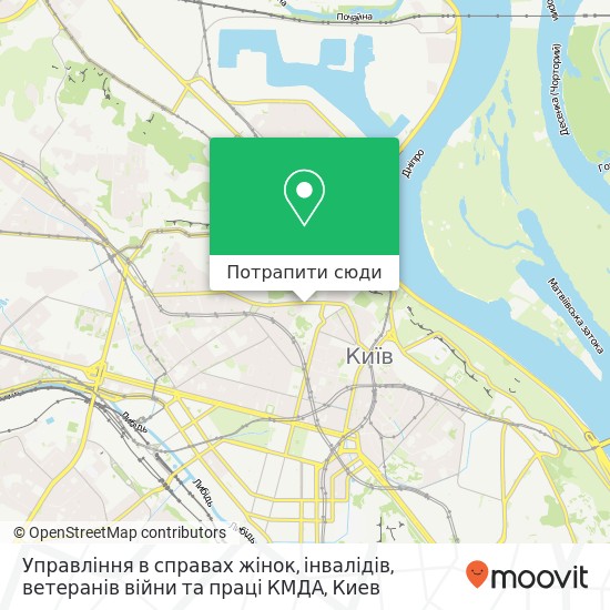 Карта Управління в справах жінок, інвалідів, ветеранів війни та праці КМДА