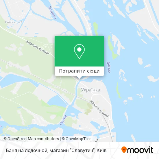 Карта Баня на лодочной, магазин "Славутич"