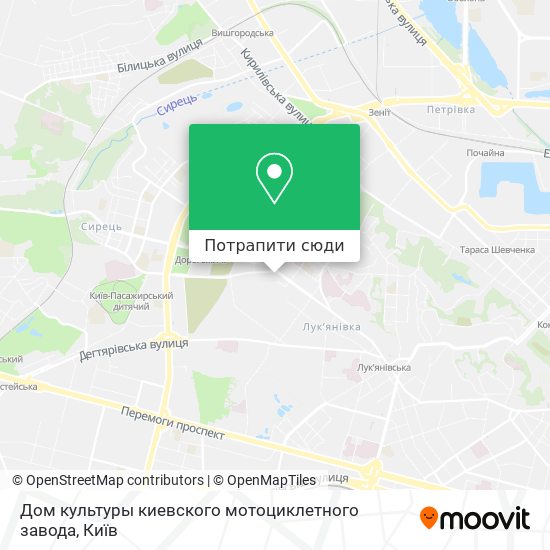 Карта Дом культуры киевского мотоциклетного завода