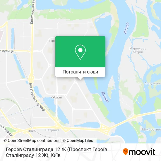Карта Героев Сталинграда 12 Ж (Проспект Героїв Сталінграду 12 Ж)