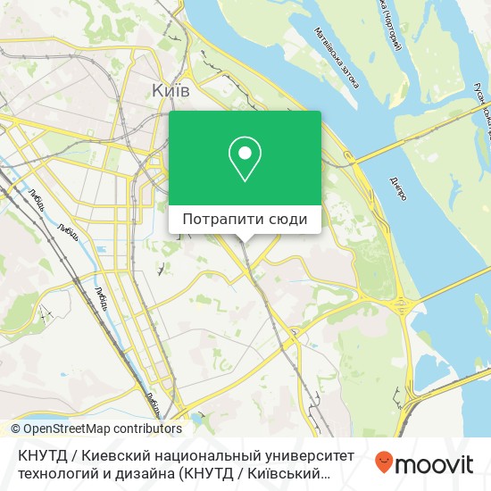 Карта КНУТД / Киевский национальный университет технологий и дизайна