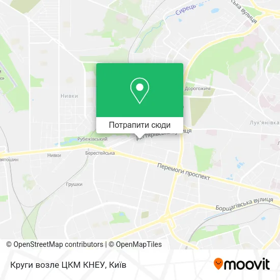 Карта Круги возле ЦКМ КНЕУ