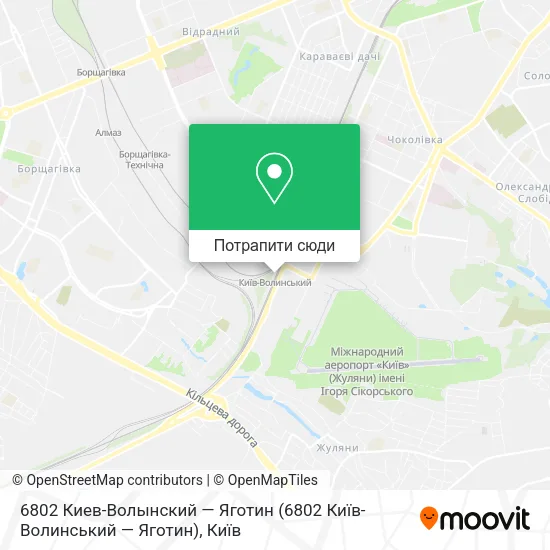 Карта 6802 Киев-Волынский — Яготин (6802 Київ-Волинський — Яготин)