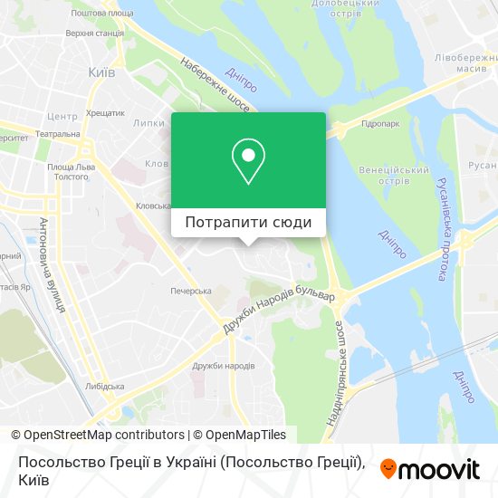 Карта Посольство Греції в Україні