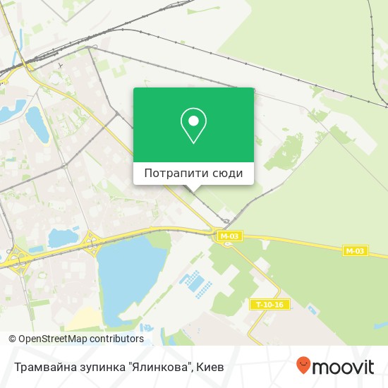 Карта Трамвайна зупинка "Ялинкова"