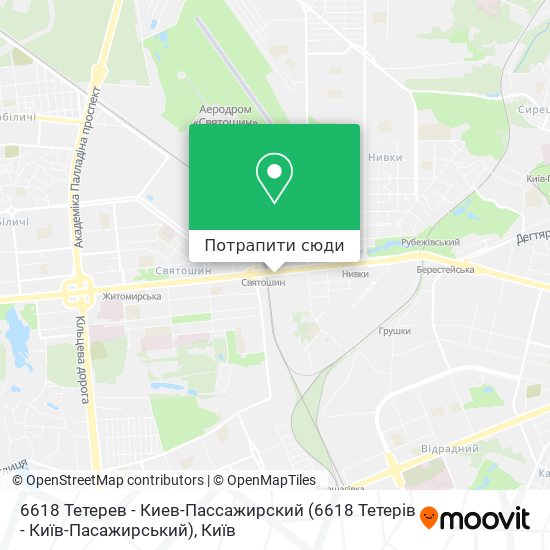 Карта 6618 Тетерев - Киев-Пассажирский (6618 Тетерів - Київ-Пасажирський)