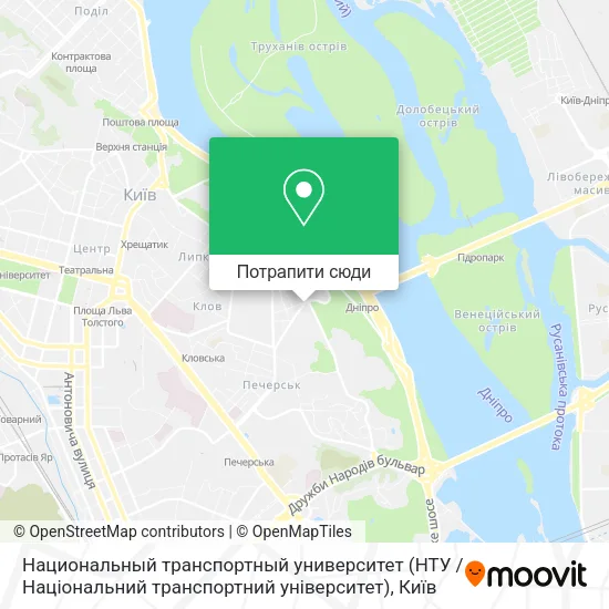 Карта Национальный транспортный университет (НТУ / Національний транспортний університет)