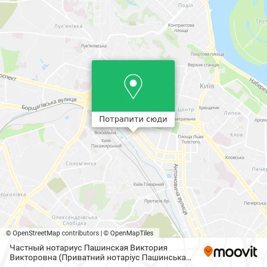 Карта Частный нотариус Пашинская Виктория Викторовна (Приватний нотаріус Пашинська Вікторія Вікторівна)