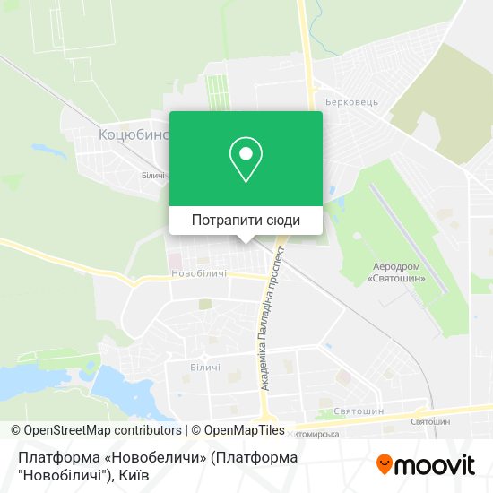 Карта Платформа «Новобеличи» (Платформа "Новобіличі")