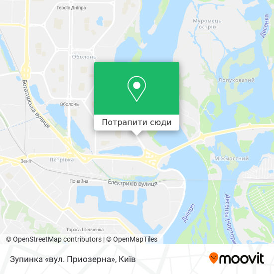 Карта Зупинка «вул. Приозерна»