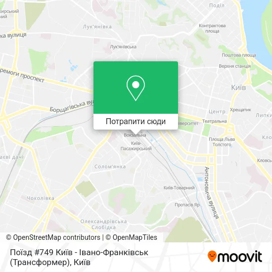 Карта Поїзд #749 Київ - Івано-Франківськ (Трансформер)