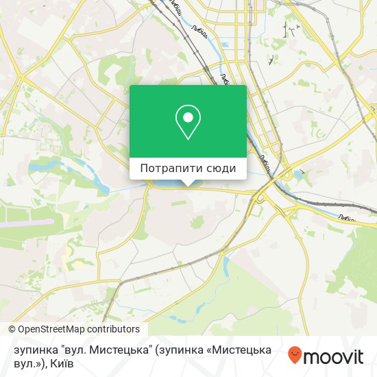 Карта зупинка "вул. Мистецька" (зупинка «Мистецька вул.»)