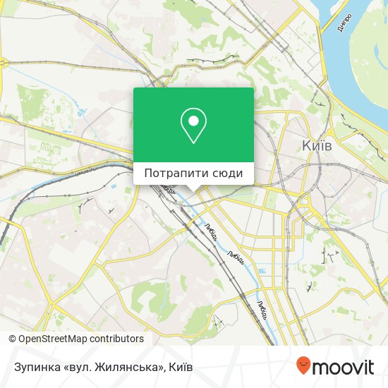 Карта Зупинка «вул. Жилянська»