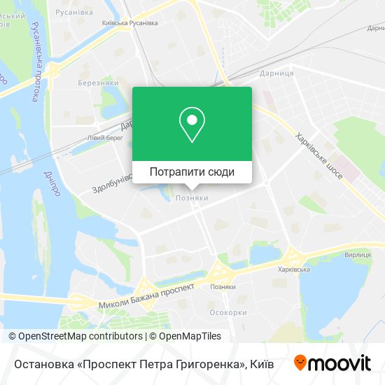 Карта Остановка «Проспект Петра Григоренка»