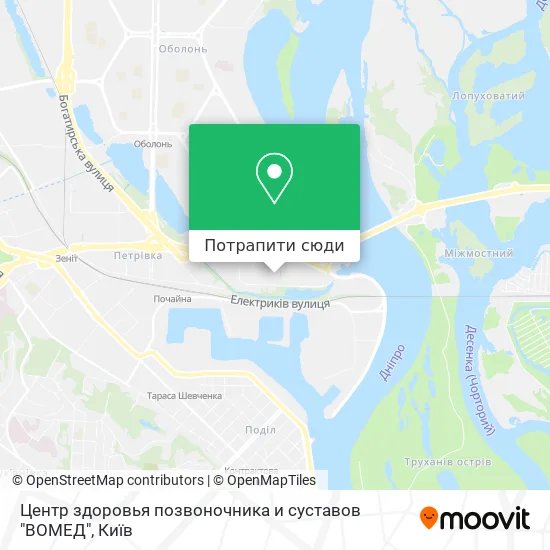 Карта Центр здоровья  позвоночника и суставов "ВОМЕД"