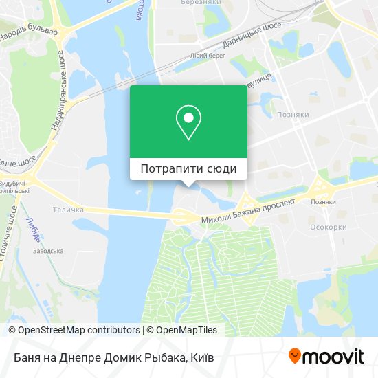 Карта Баня на Днепре Домик Рыбака