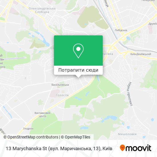 Карта 13 Marychanska St (вул. Маричанська, 13)