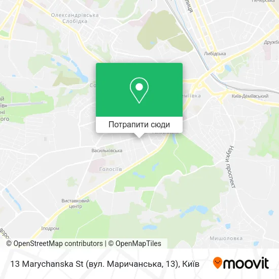 Карта 13 Marychanska St (вул. Маричанська, 13)