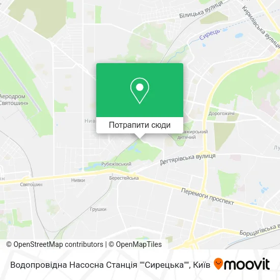 Карта Водопровідна Насосна Станція ""Сирецька""