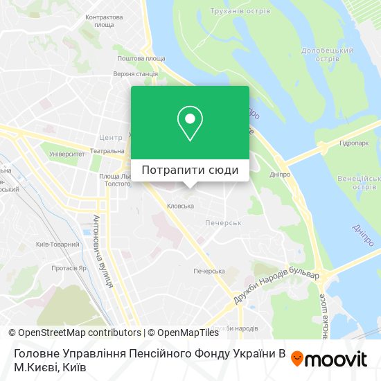 Карта Головне Управління Пенсійного Фонду України В М.Києві