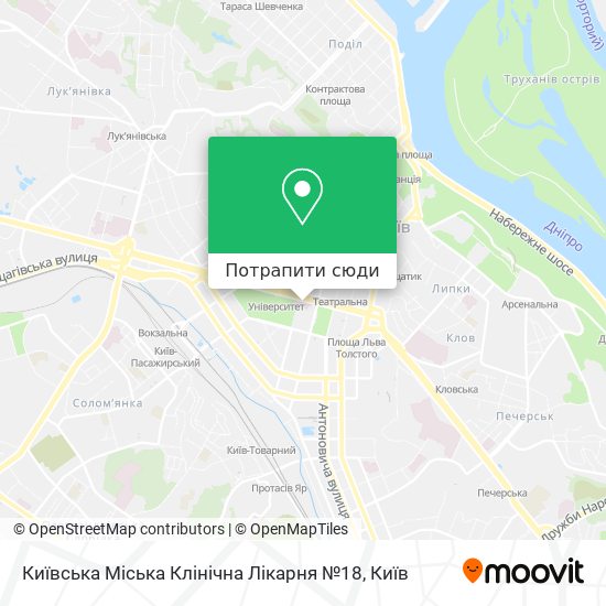 Карта Київська Міська Клінічна Лікарня №18