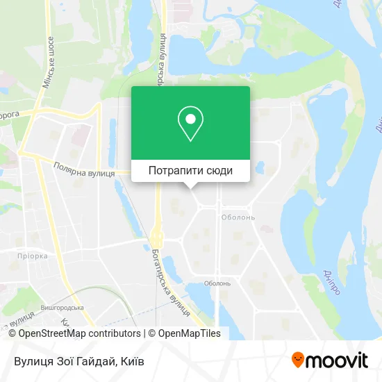 Карта Вулиця Зої Гайдай