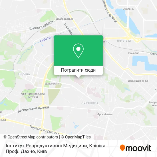 Карта Інститут Репродуктивної Медицини, Клініка Проф. Дахно