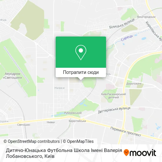 Карта Дитячо-Юнацька Футбольна Школа Імені Валерія Лобановського